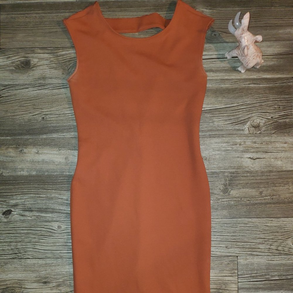 Zara Open Back Orange Pencil Dress
